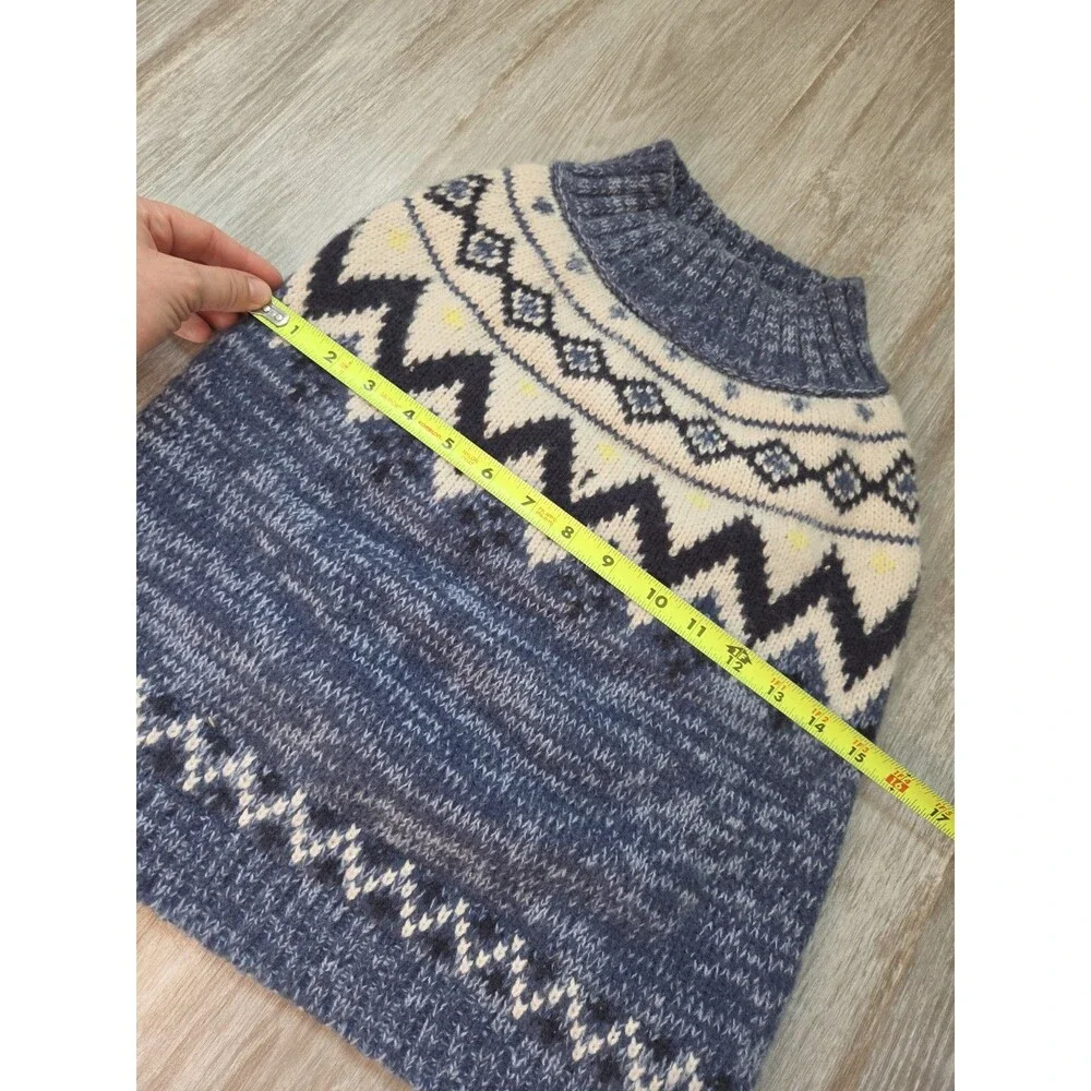 American Eagle Fair Isle Dog Sweater Blue Nordic Knit Mock Neck Size L Pet EUC